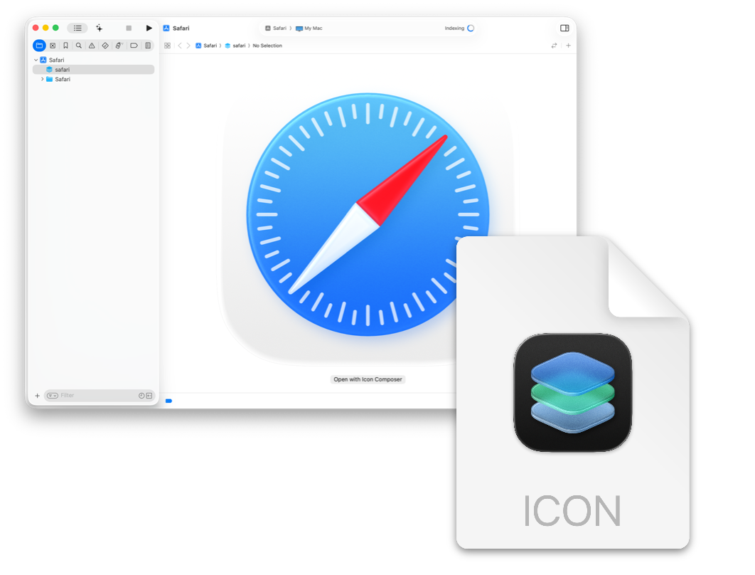 Icon Composer and Xcode workflow screenshot from Apple Developer